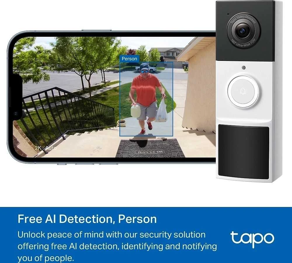TP-LINK | Video Doorbell Camera | Tapo D210 | 3 MP | 1.18mm/F1.8 | IP65 | H.264 | Micro SD, Max. 512