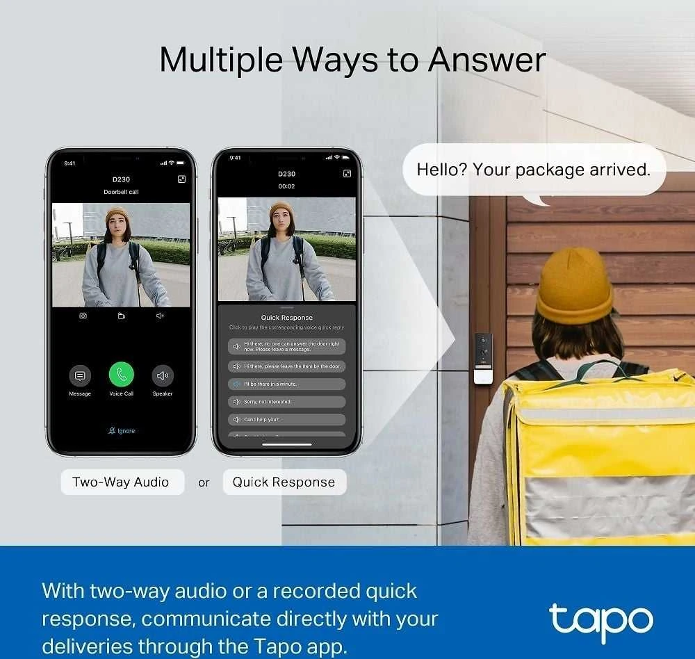 Ezviz TP-LINK | Tapo Smart Baterija Video Doorbell | Tapo D230S1