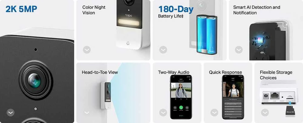 Ezviz TP-LINK | Tapo Smart Baterija Video Doorbell | Tapo D230S1
