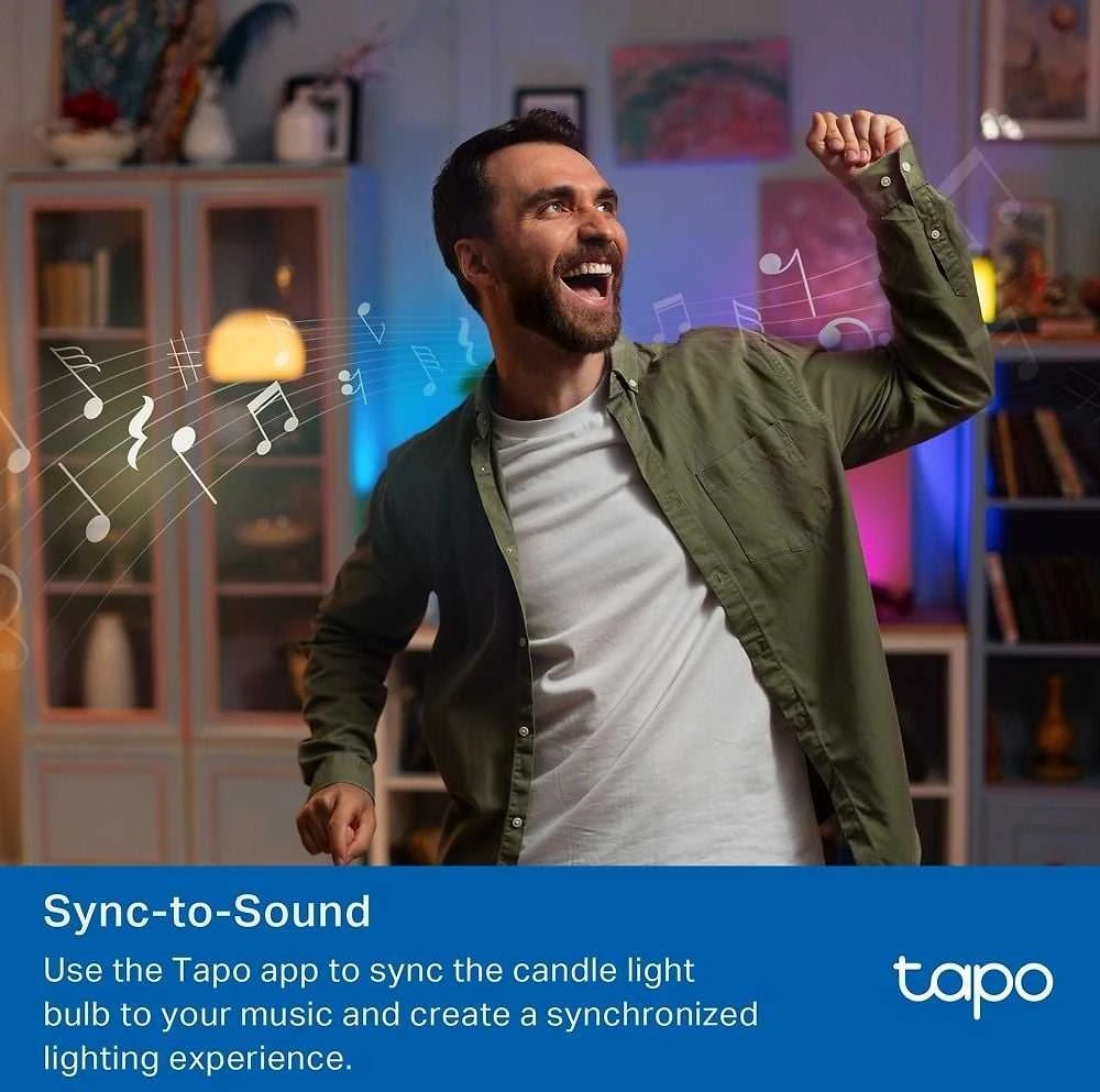 TP-Link Tapo L430C (2 vnt. pakuotė) išmanioji WiFi reguliuojamo ryškumo LED lemputė (spalvota, 2500K-6500K, 470lm, 2.4GHz, E14)
