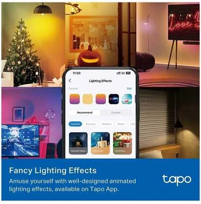 TP-Link Tapo L430C (2 vnt. pakuotė) išmanioji WiFi reguliuojamo ryškumo LED lemputė (spalvota, 2500K-6500K, 470lm, 2.4GHz, E14)