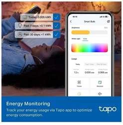 TP-Link Tapo L430C išmanioji WiFi reguliuojamo ryškumo LED lemputė (spalvota, 2500K-6500K, 470lm, 2.4GHz, E14)