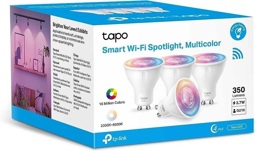 TP-Link Tapo L630 GU10 LED lemputė (4 pakuotės) Smart Wi-Fi 3.7W/6500K