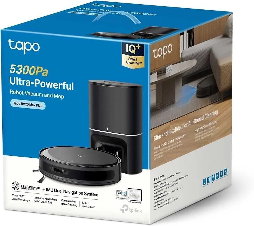 Dulkių siurblys - robotas TP-Link Tapo RV20 Max Plus, Juodas