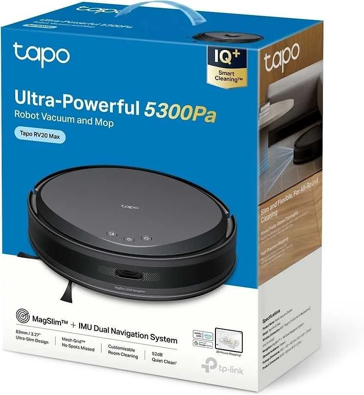 TP-Link Tapo RV20 Max Dulkių siurblys robotas, Juoda