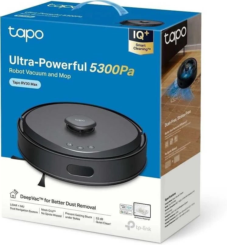 Dulkių siurblys - robotas  TP-Link Tapo RV30 Max, Juodos spalvos