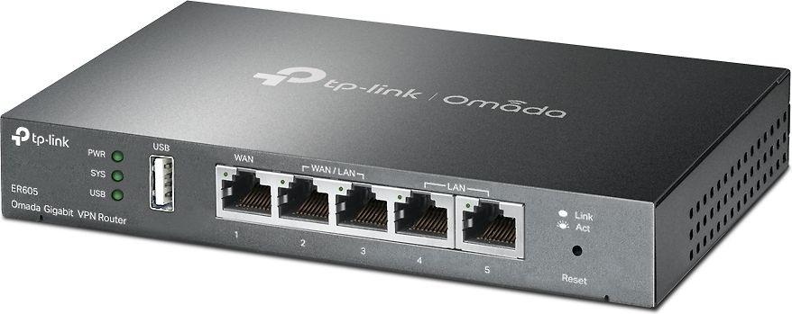 Šakotuvas TP-LINK | „SafeStream Multi-WAN VPN“ maršrutizatorius | TL-ER605 | 802.1q | 10/100/1000 Mbit/s | Ethernet LAN (RJ-45) jungtys 1 fiksuotas gigabito LAN prievadas | Tinklo ryšio palaikymas: Ne | MU-MiMO: Ne | Nėra mobiliojo plačiajuosčio ryšio