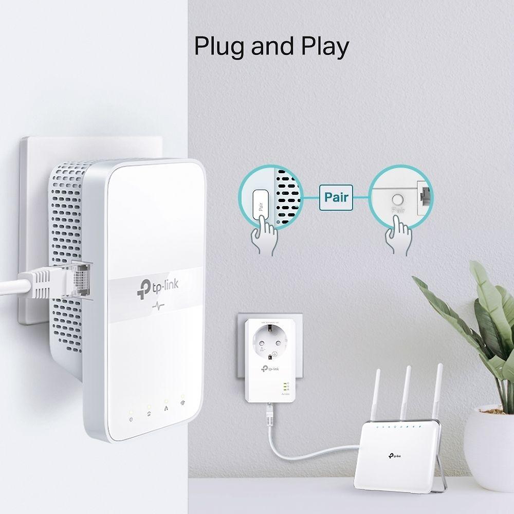 TP-LINK | AV1000 Gigabit Passthrough Powerline AC Wi-Fi rinkinys | TL-WPA7617 RINKINYS su TL-PA7017P | 10/100/1000 Mbit/s | Ethernet LAN (RJ-45) jungtys 2 | 802.11ac | 2,4 GHz/5,0 GHz | Wi-Fi duomenų perdavimo sparta (maks.) 300+867 Mbit/s | Papildomas lizdas