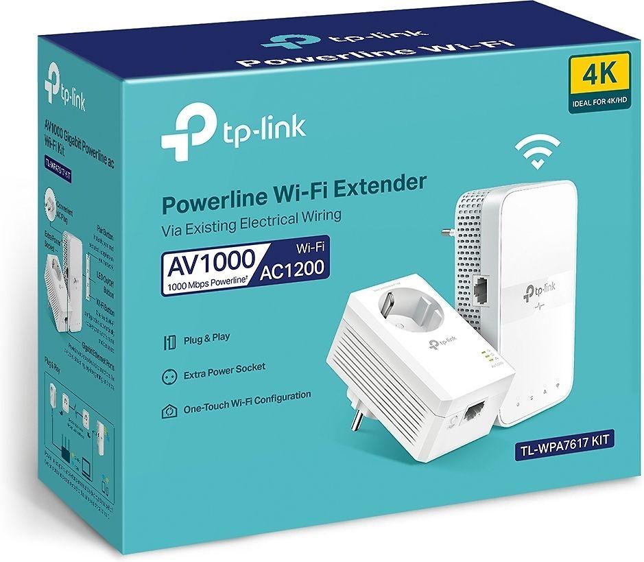 TP-LINK | AV1000 Gigabit Passthrough Powerline AC Wi-Fi rinkinys | TL-WPA7617 RINKINYS su TL-PA7017P | 10/100/1000 Mbit/s | Ethernet LAN (RJ-45) jungtys 2 | 802.11ac | 2,4 GHz/5,0 GHz | Wi-Fi duomenų perdavimo sparta (maks.) 300+867 Mbit/s | Papildomas lizdas