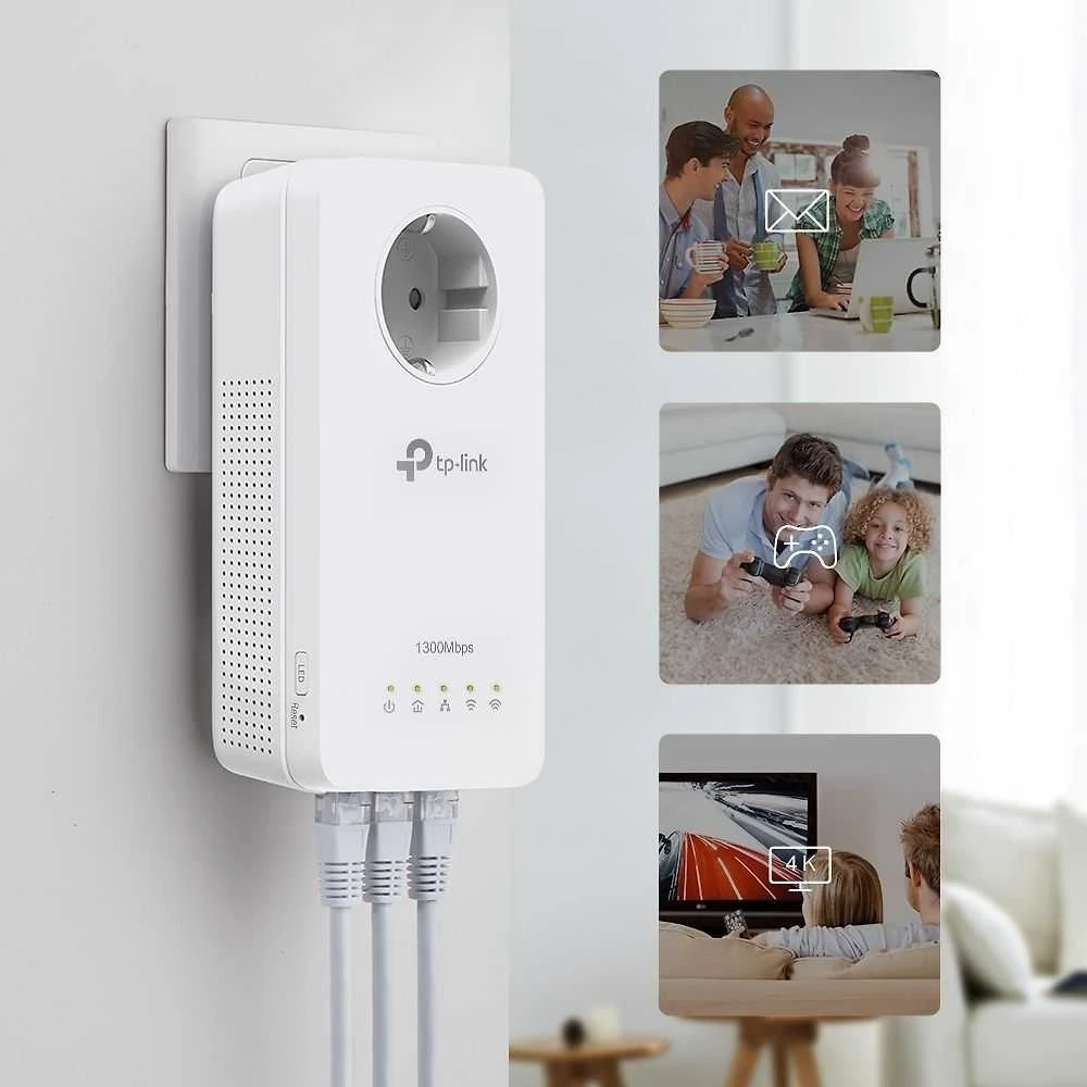 TP-LINK | AV1300 Gigabit Passthrough Powerline AC1200 Wi-Fi plėstuvas | TL-WPA8631P | 1300 Mbit/s | Ethernet LAN (RJ-45) jungtys 3 | Nėra „Wi-Fi“ | Papildomas lizdas