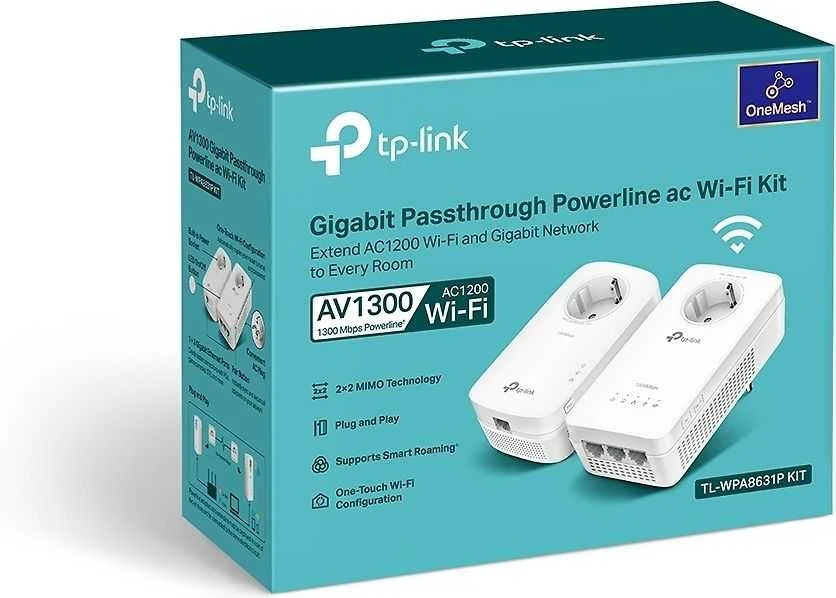 TP-LINK | AV1300 gigabito „Passthrough Powerline“ kintamosios srovės „Wi-Fi“ rinkinys | TL-WPA8631P rinkinys | 1300 Mbps | Ethernet LAN (RJ-45) jungtys 3 | 802.11ac | Papildomas lizdas