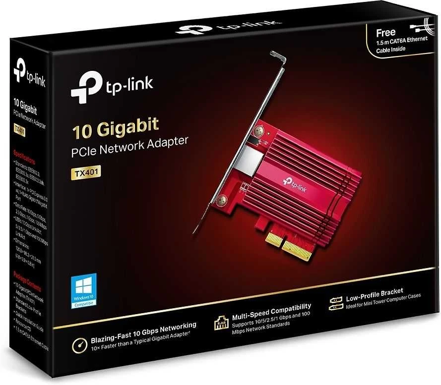 TP-LINK | TX401 | Gigabit PCI Express tinklo adapteris | 10/100/1000 Mbit/s | 1× PCI Express 3.0 x 4, 1× RJ45 Gigabit/Megabit prievadas