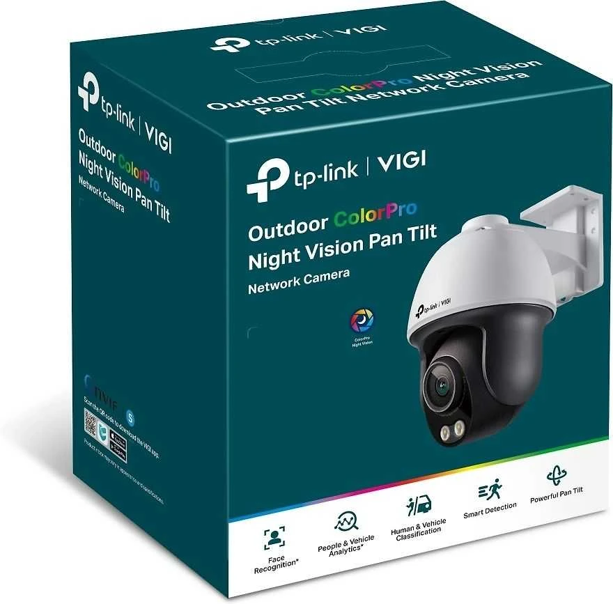 TP-LINK | Tinklo kamera | VIGI 4MP Outdoor ColorPro Night Vision Pan Tilt | Fiksuoto židinio objektyvas | Maitinimas per Ethernet (PoE)