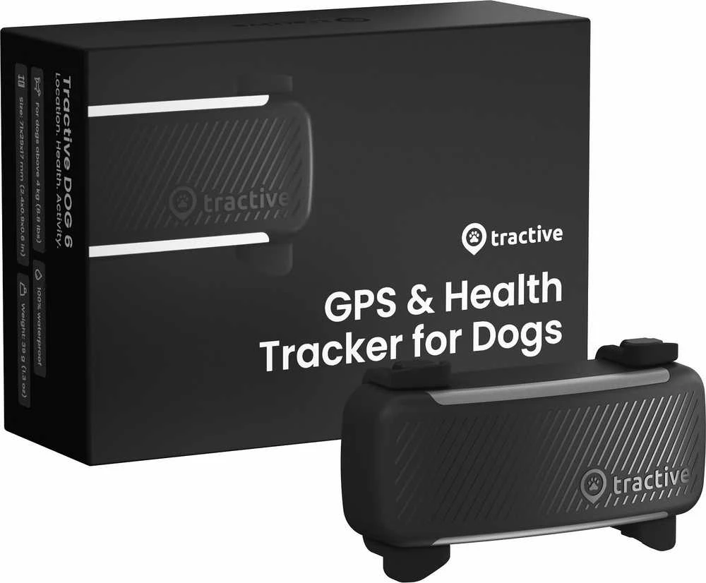 Tractive GPS sekimo įrenginys šunims, realaus laiko stebėjimas, sveikatos stebėjimas, juodas, TG6A