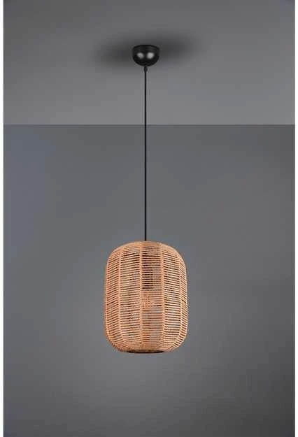 Lubinis šviestuvas Trio Runa -riippuvalaisin 35 cm, E27, mattamusta/sisal