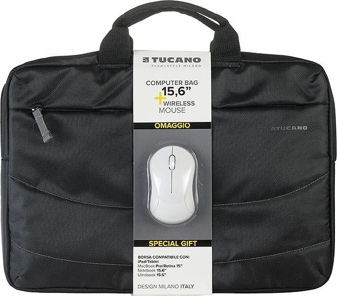 Tucano Borsa Idea set: 15.6″ krepšys kompiuteriui + pelė juodos spalvos