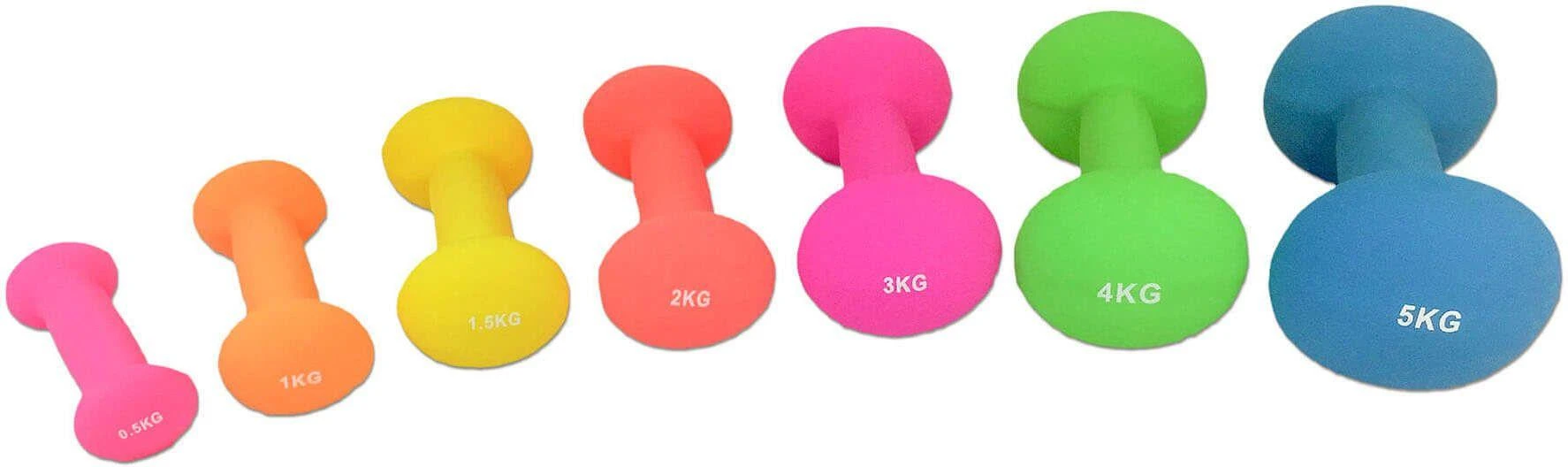 Neopreniniai hanteliai TUNTURI 2x 0,5-5kg (Svoris: 2 x 4kg)