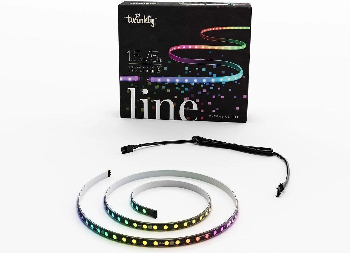Twinkly Line išmanioji LED juostelė su RGB LED, 1,5 metro, juodas laidas, daugiaspalvė