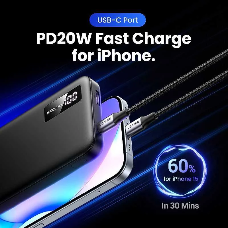 LiPo išorinis akumuliatorius (Powerbank) 10000mAh 22.5W USB-C, USB PB311 UGREEN