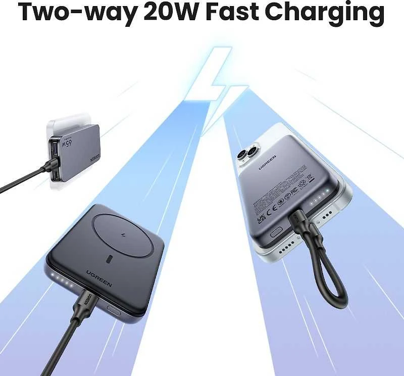 Powerbank UGREEN PB561, 10000mAh, 20W, PD3.0, PD2.0, FCP, AFC, BC1.2, juodas