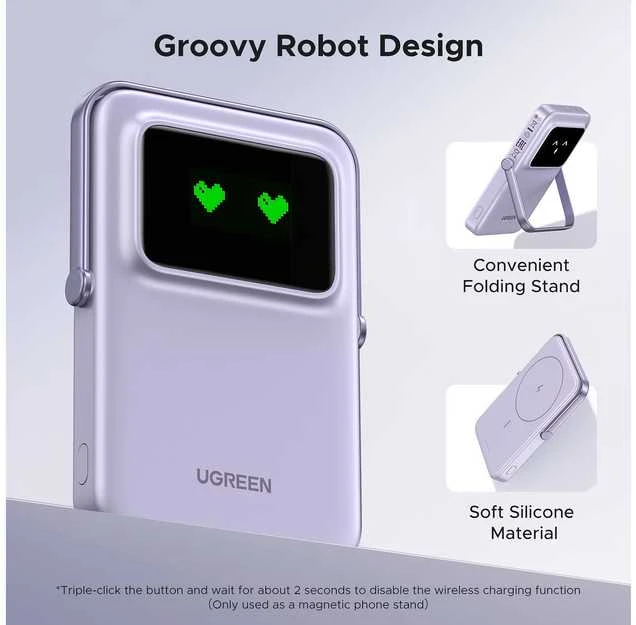 Ugreen Uno PB571 5000 mAh USB-C 20W violetinė