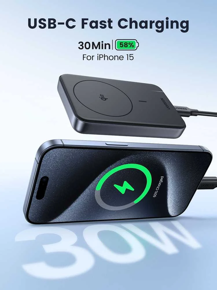 Ugreen PB761 10000 mAh Qi2 30W Magsafe USB-C juodas