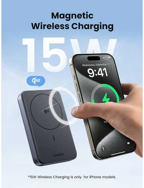 Ugreen PB761 10000 mAh Qi2 30W Magsafe USB-C juodas