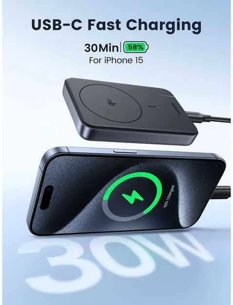 Ugreen PB761 10000 mAh Qi2 30W Magsafe USB-C juodas