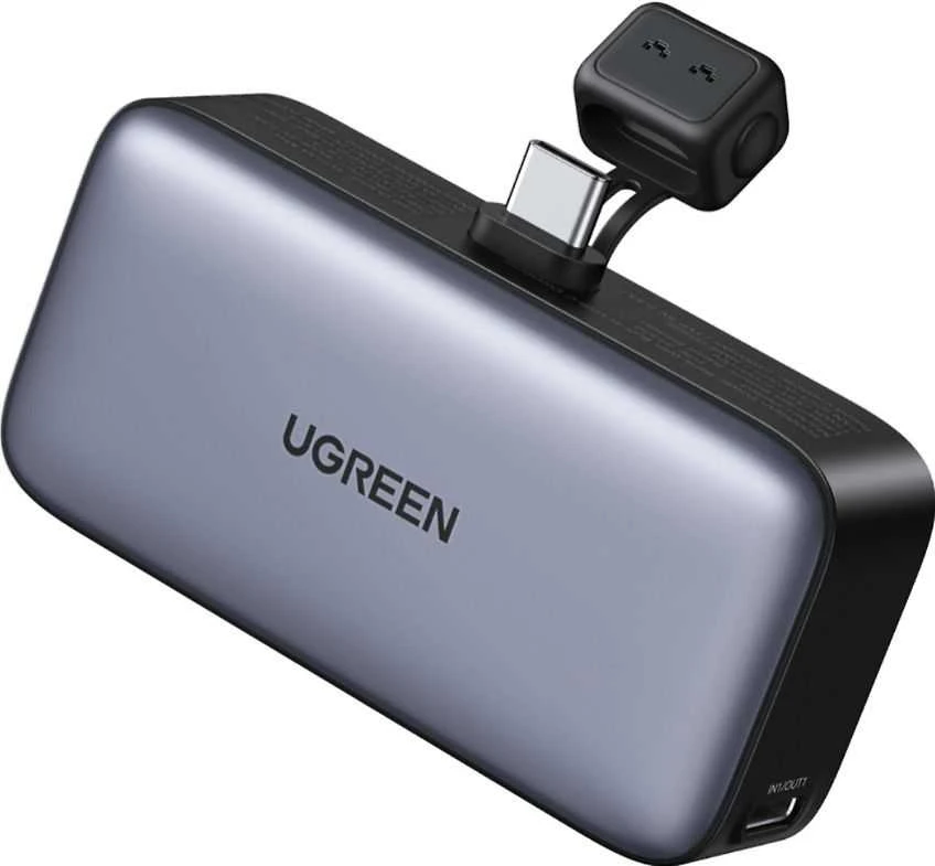 Nešiojama išorinė baterija UGREEN PB503, 5000 mAh 22,5 W, su integruotu USB-C kištuku