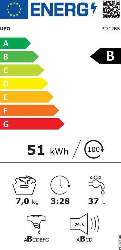 Skalbimo mašina Upo PI712BS pyykinpesukone