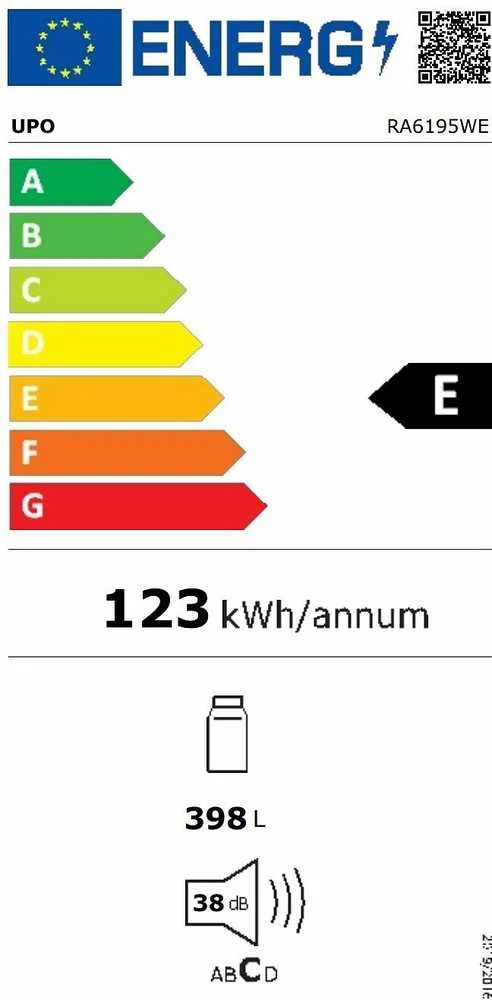Šaldytuvas Upo RA6195WE jääkaappi, valkoinen