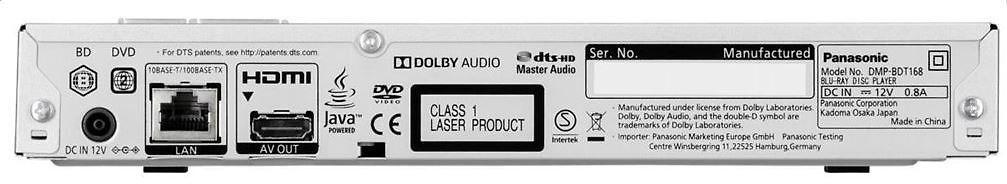 Vaizdo grotuvas „Panasonic Blu-ray“ diskų grotuvas DMP-BDT168EG, DVD-Video, MP3, WMA, JPEG, WAV, XviD, AAC, AVCHD, MKV, CD-DA, FLAC, MPO, BD-MV, ALAC, USB jungtis