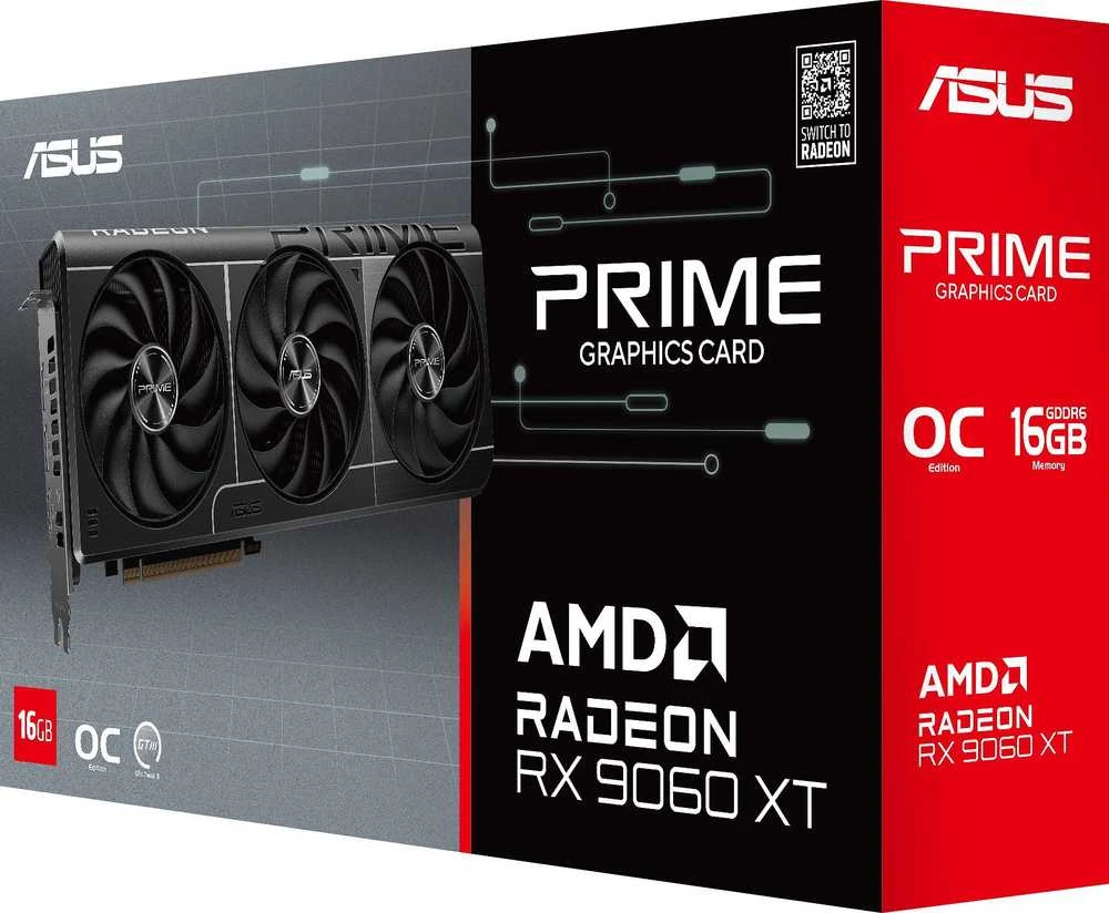 Vaizdo plokštė ASUS Prime Radeon RX 9060 XT O16G AMD 16 GB GDDR6
