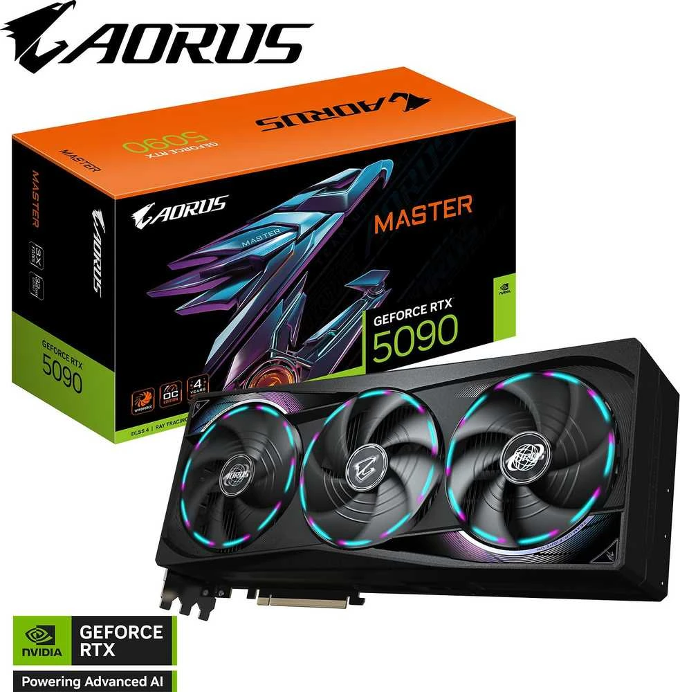 Vaizdo plokštė „Gigabyte AORUS GeForce RTX 5090 MASTER 32G“ | „NVIDIA“ | 32 GB | „GeForce RTX 5090“ | GDDR7 | HDMI jungčių kiekis: 1 | PCI-E 5.0