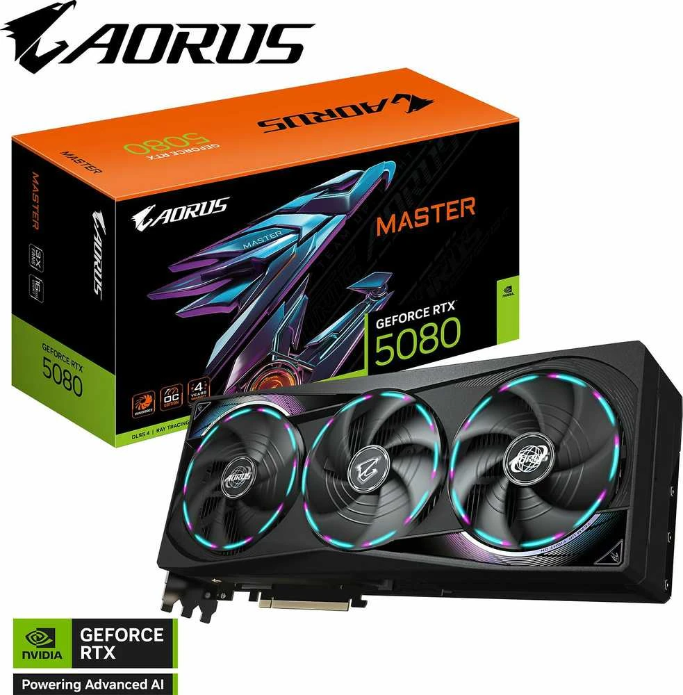 Vaizdo plokštė „Gigabyte GeForce RTX 5080 AORUS MASTER 16GB“ (GV-N5080AORUS M-16GD)