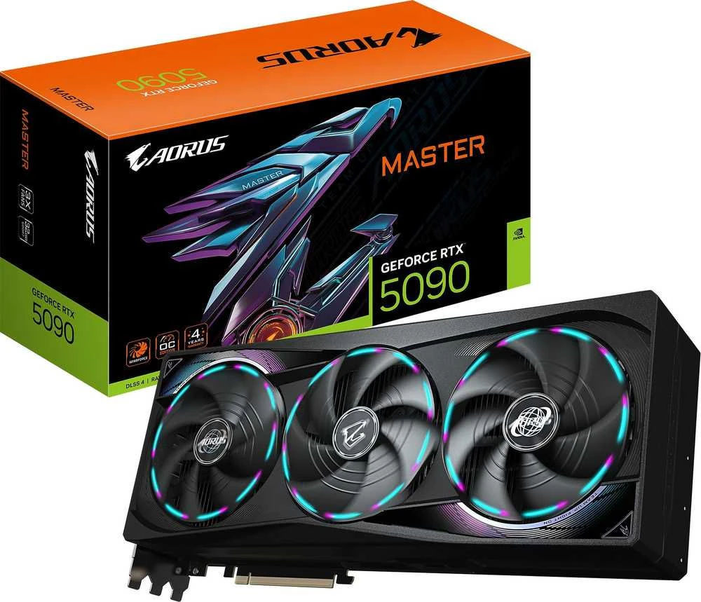 Vaizdo plokštė „Gigabyte AORUS GeForce RTX 5090 MASTER 32G“ | „NVIDIA“ | 32 GB | „GeForce RTX 5090“ | GDDR7 | HDMI jungčių kiekis: 1 | PCI-E 5.0