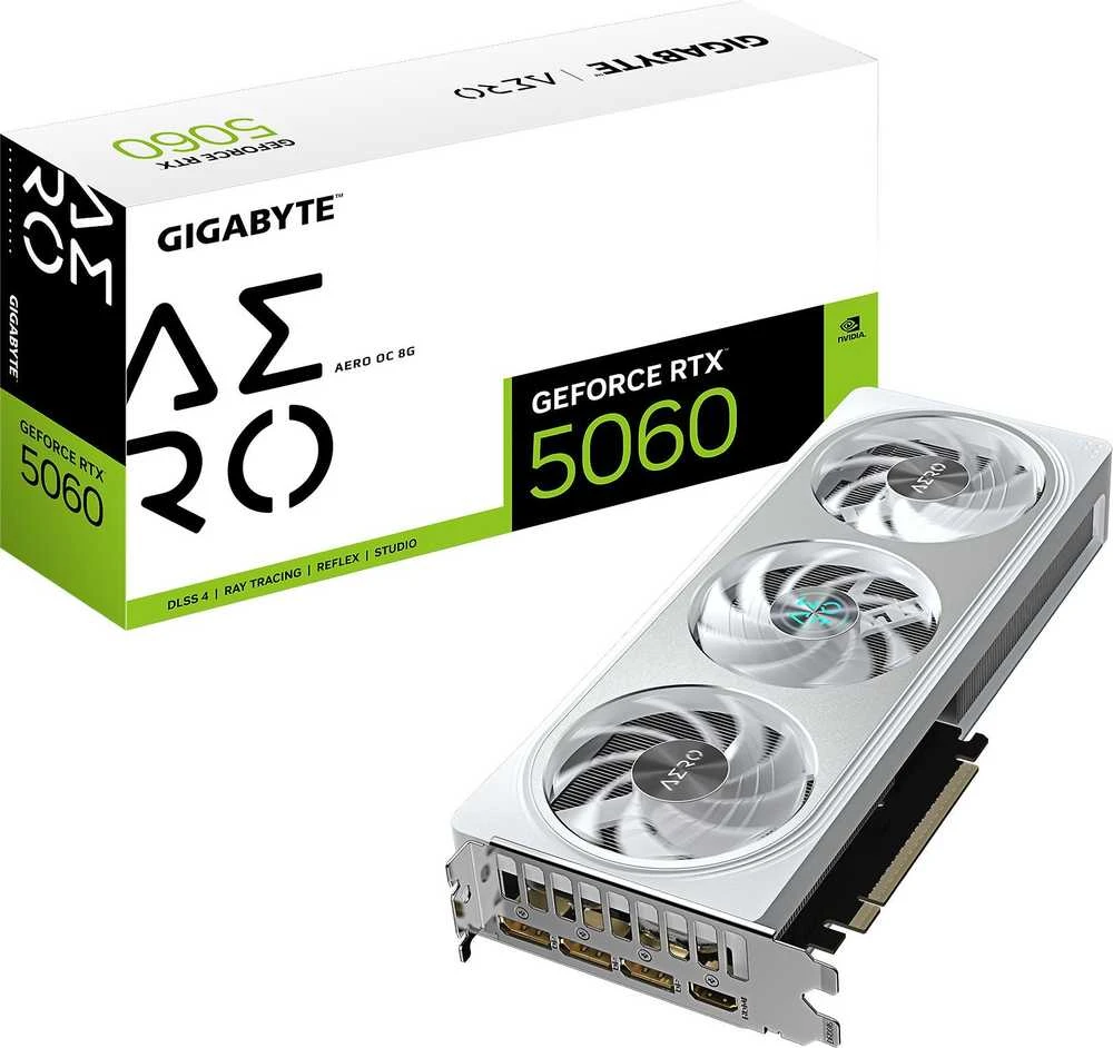 GIGABYTE GeForce RTX 5060 AERO OC 8G Grafikos plokštė - 8GB GDDR7