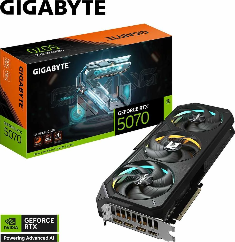 Vaizdo plokštė Gigabyte GeForce RTX 5070 GAMING OC 12G | NVIDIA | 12 GB | GeForce RTX 5070 | GDDR7 | HDMI jungtys kiekis 1 | PCI-E 5.0
