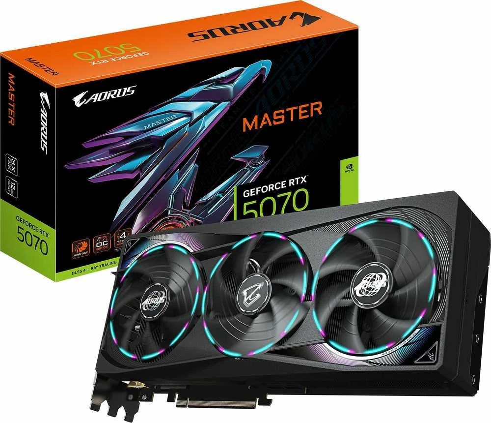 Vaizdo plokštė Gigabyte AORUS GeForce RTX 5070 MASTER 12G | NVIDIA | 12 GB | GeForce RTX 5070 | HDMI jungtys kiekis 1 | PCI-E 5.0