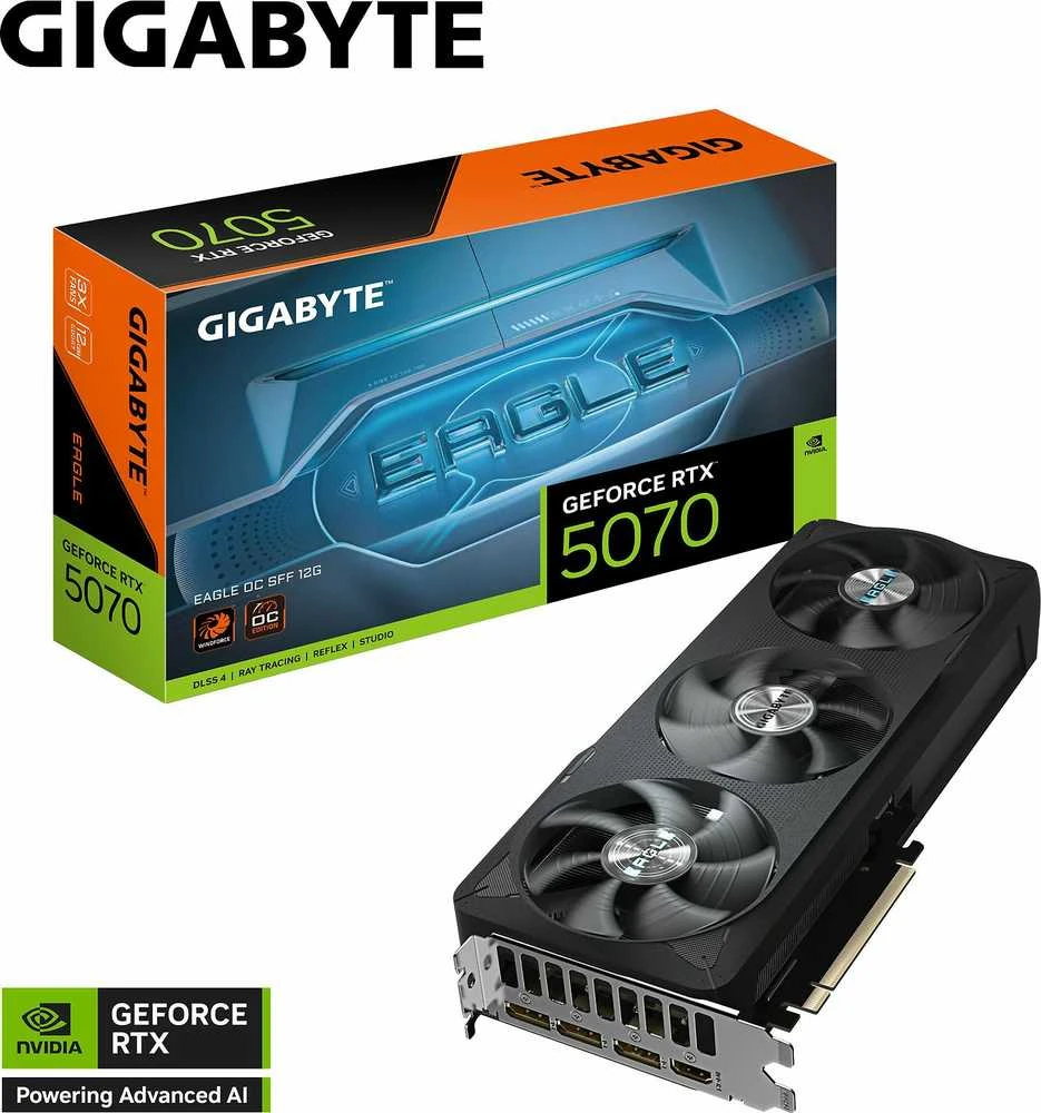 Vaizdo plokštė Gigabyte GeForce RTX 5070 EAGLE OC SFF 12G | NVIDIA | 12 GB | GeForce RTX 5070 | GDDR7 | HDMI jungtys kiekis 1 | PCI-E 5.0