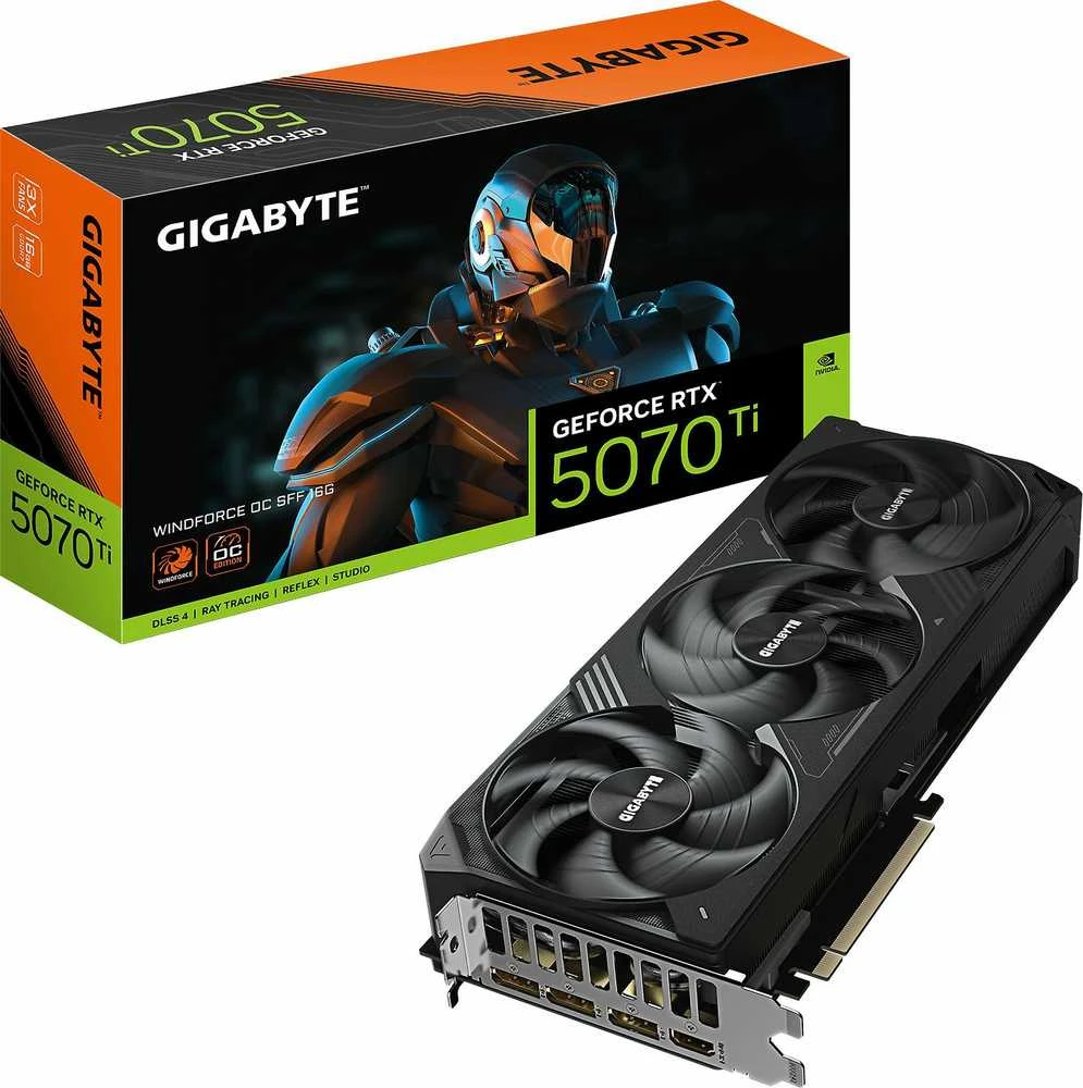 Vaizdo plokštė „Gigabyte GeForce RTX 5070 Ti WINDFORCE OC SFF 16G“ | NVIDIA | 16 GB | „GeForce RTX 5070 Ti“ | HDMI jungčių kiekis: 1 | PCI-E 5.0