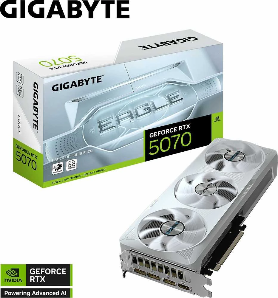 Vaizdo plokštė Gigabyte GeForce RTX 5070 EAGLE OC ICE SFF 12G | NVIDIA | 12 GB | GeForce RTX 5070 | HDMI jungtys kiekis 1 | PCI-E 5.0