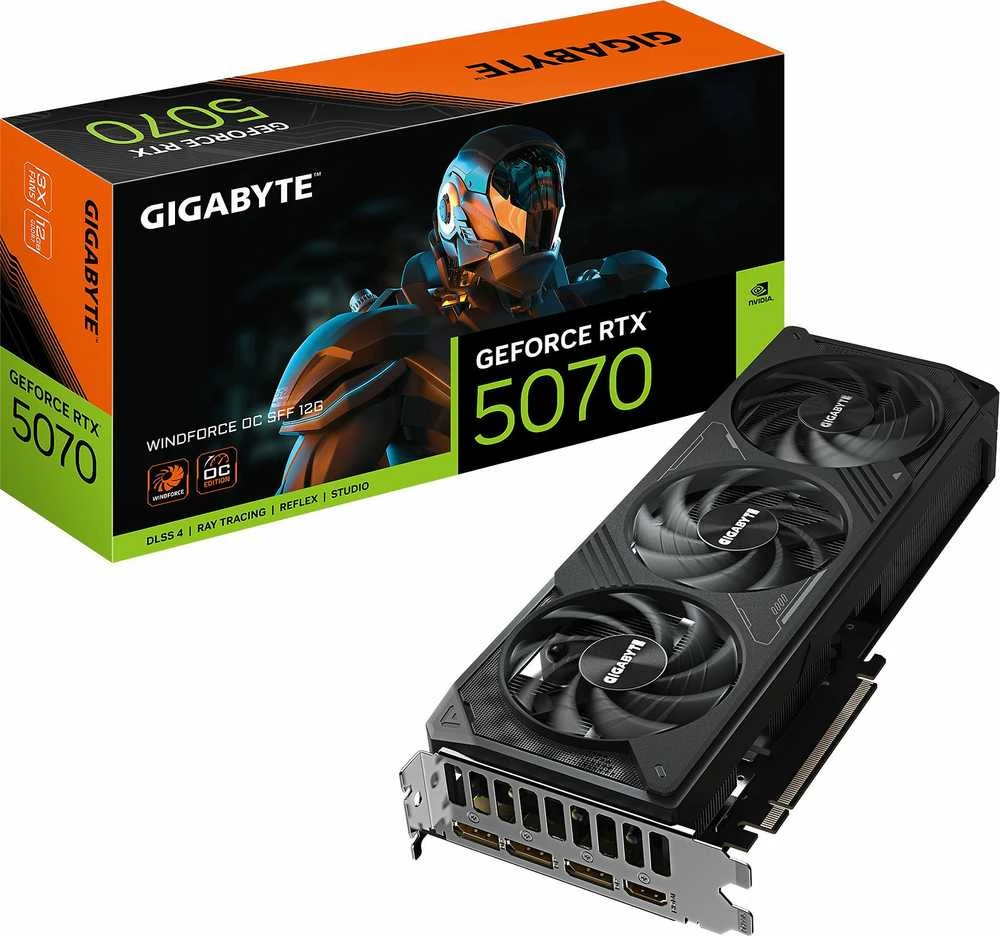 Vaizdo plokštė Gigabyte GeForce RTX 5070 WINDFORCE OC SFF 12G | NVIDIA | 12 GB | GeForce RTX 5070 | HDMI jungtys kiekis 1 | PCI-E 5.0