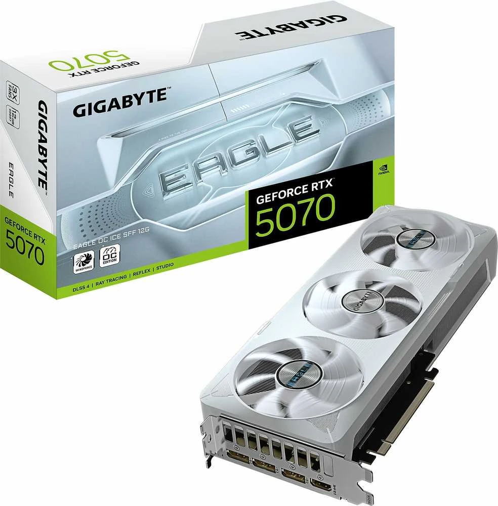 Vaizdo plokštė Gigabyte GeForce RTX 5070 EAGLE OC ICE SFF 12G | NVIDIA | 12 GB | GeForce RTX 5070 | HDMI jungtys kiekis 1 | PCI-E 5.0