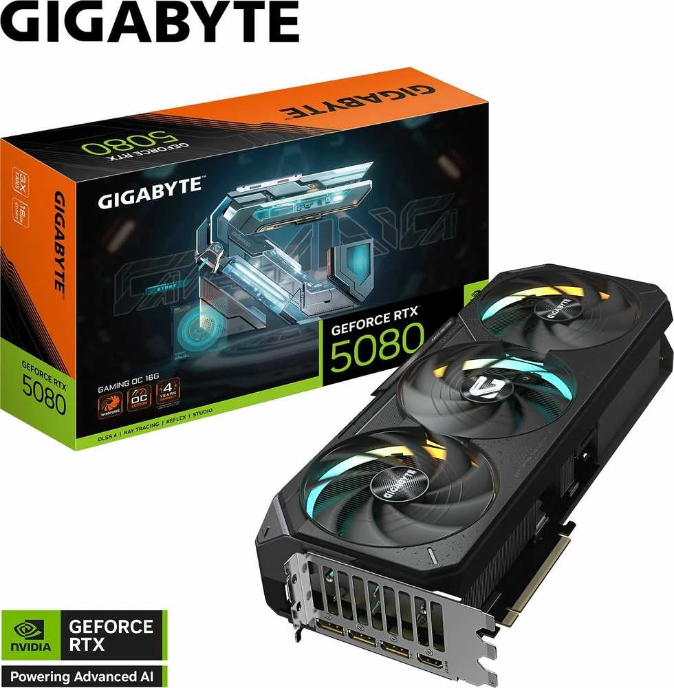 Vaizdo plokštė GIGABYTE GeForce RTX 5080 GAMING OC 16G Grafikos plokštė