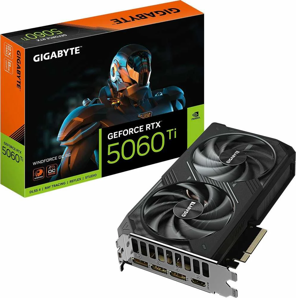 Vaizdo plokštė GIGABYTE GeForce RTX 5060 Ti WINDFORCE OC 8G Grafikos plokštė - 8GB GDDR7, 128bit, PCI-E 5.0, 2587MHz Core Clock, 3 x DisplayPort, 1 x HDMI, GV-N506TWF2OC-8GD