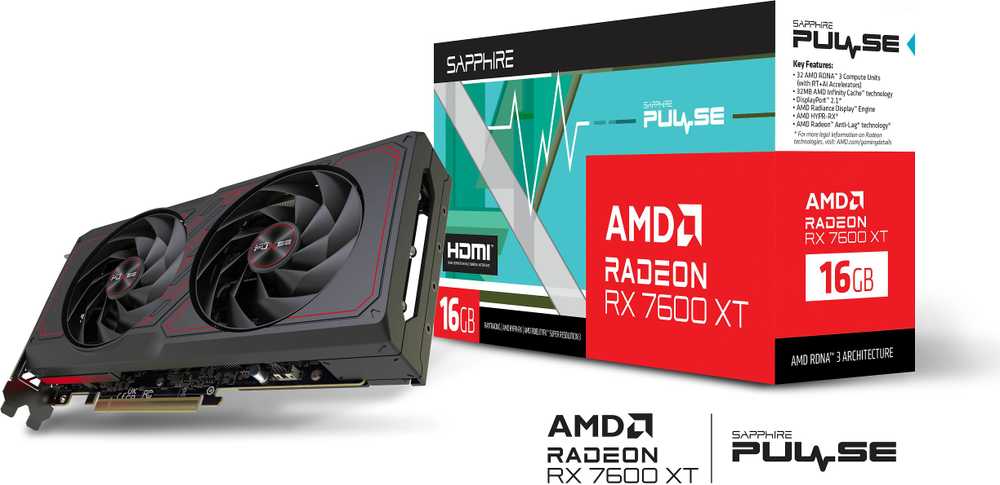 Vaizdo plokštė SAPPHIRE PULSE AMD RADEON RX 7600 XT GAMING OC 16GB GDDR6 DUAL HDMI DUAL DP