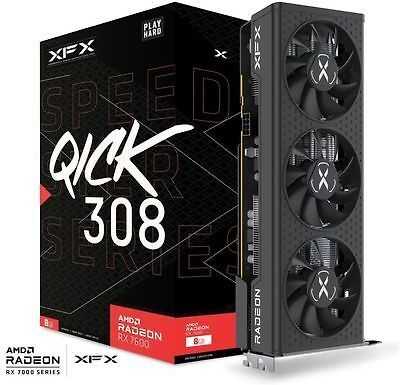 XFX SPEEDSTER QICK308 RADEON RX 7600 Juodas Gaming Grafikos plokštė with 8GB GDDR6 HDMI 3xDP AMD RDNA 3