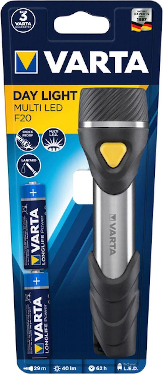 Varta Day Light Multi LED F20 Rankinis žibintuvėlis Juoda, Sidabras, Geltona