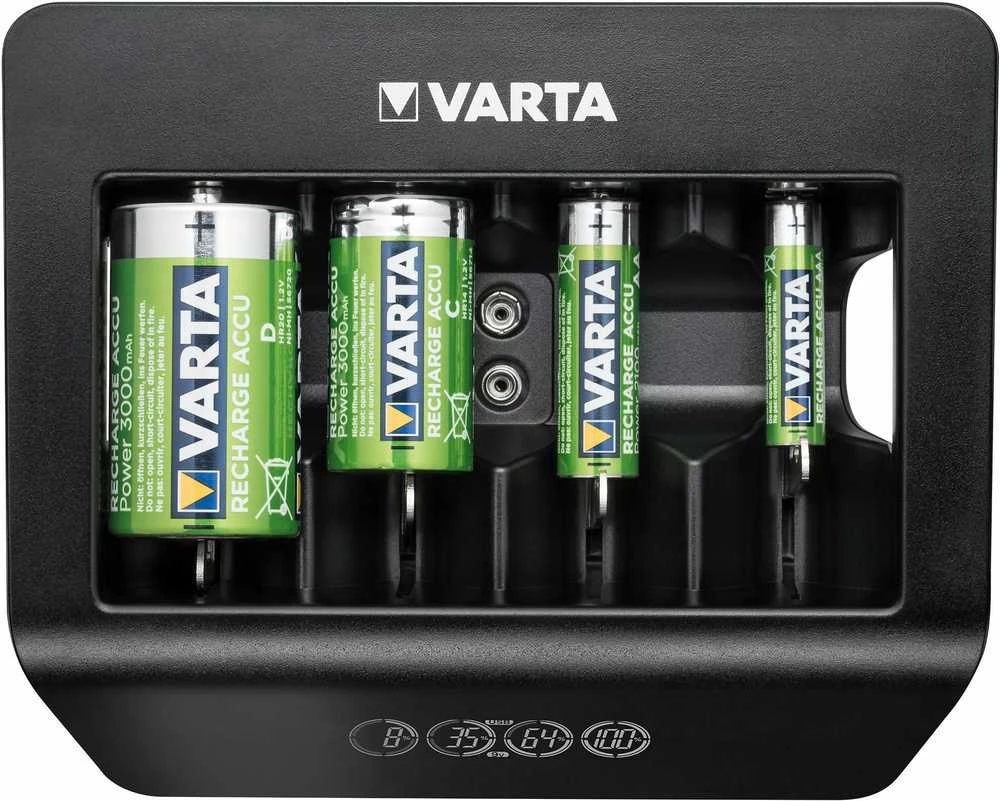 Varta įkroviklis su įvairių tipų įstatytomis baterijomis